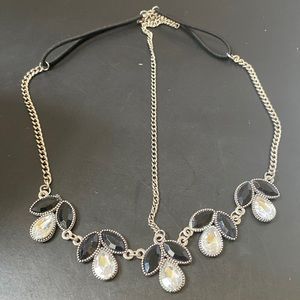 Festival headpiece Renaissance Cosplay black beaded and glass crystal